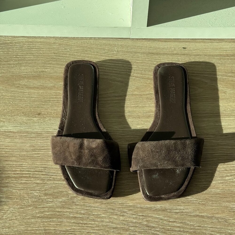 Steve Madden LUMINA Brown Suede Women's Slide Sandal